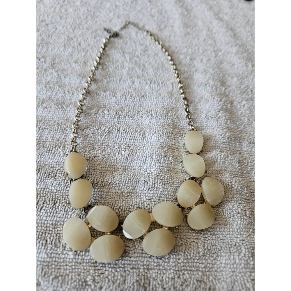 Necklace Cream Stones‎ Gold Tone Chain 18 Inch Costume Jewelry